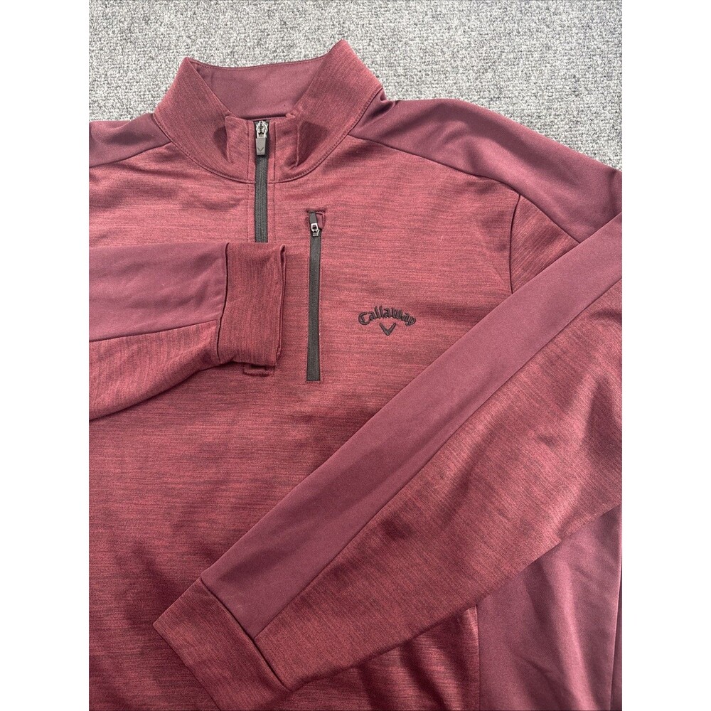 Callaway Golf 1/4 Zip Pullover Men's Large Burgundy Chest Pocket Performance
